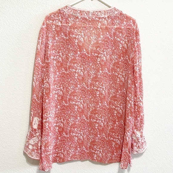 Chico Paisley Embroidery Floral Pattern Woman Blouse Size L - Picture 5 of 10
